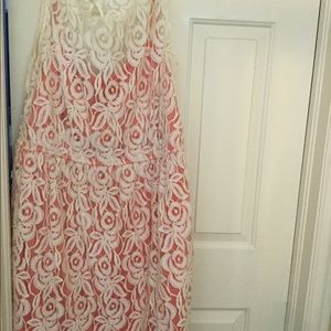 Event/wedding dress with peach belt